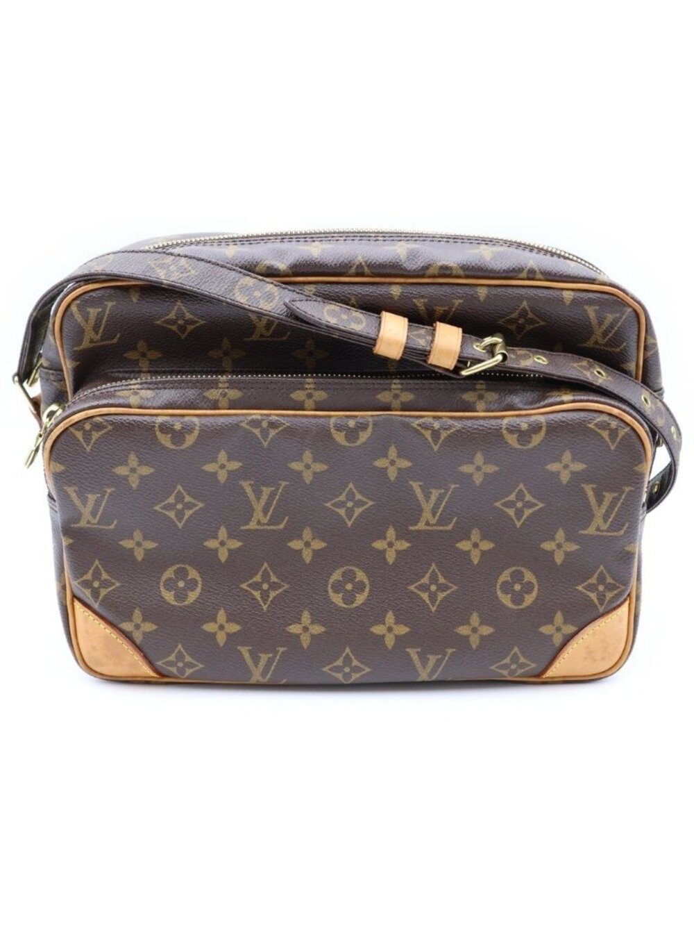 Louis Vuitton Monogram Nile Shoulder Bag Brown Leather Gold